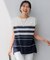 【洗える】ランダムボーダー フレンチスリーブ カットソー