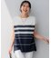 【洗える】ランダムボーダー フレンチスリーブ カットソー