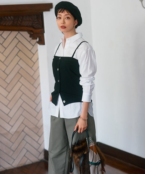 23区】洗えるヴィスコースストレッチ半袖ニット 黒 五分袖ニット 23区