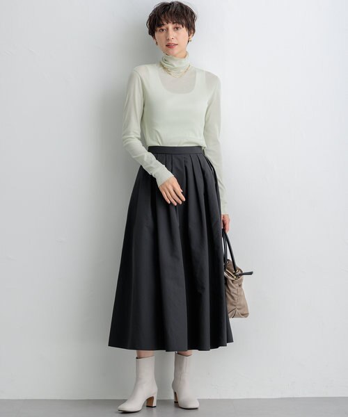 未使用　23区　マットナイロンタフタタックスカート　ダークブラウン　サイズ36 未使用 23区 マットナイロンタフタタックスカート ダーク