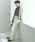 ナチュラルストレッチサキソニー タック ワイドパンツ