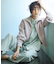 ナチュラルストレッチサキソニー タック ワイドパンツ