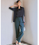 【洗える】リネンレーヨンストレッチ ドロスト ワイド パンツ