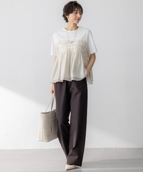 23区オーガンジービスチェコンビカットソー WEB&一部店舗限定カラーあり】オーガンジービスチェコンビ