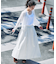 【洗える】リネンコットンストライプ ギャザー スカート