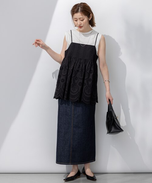 23区【洗える】コットンエンブロイダリー キャミソール 23区｜【洗える】コットンエンブロイダリー キャミソール