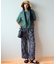 【洗える】アンティークフラワープリント ワイド パンツ
