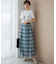 【WEB&一部店舗限定/洗える】手書き風チェックプリント ギャザー スカート