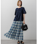 【WEB&一部店舗限定/洗える】手書き風チェックプリント ギャザー スカート