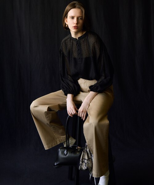 23区　ドットフロッキー ボリュームスリーブ ブラウス 38サイズ 洗える】ドットフロッキー ボリュームスリーブ ブラウス（シャツ