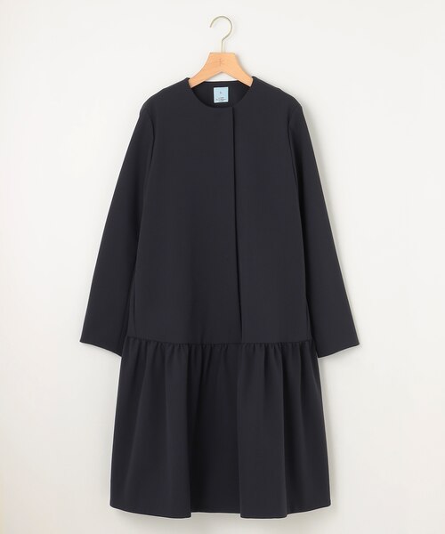 KUMIKYOKU NAVY】ダブルクロスストレッチ ノーカラーコート