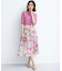 ピオニーシフォンプリント フレアスカート