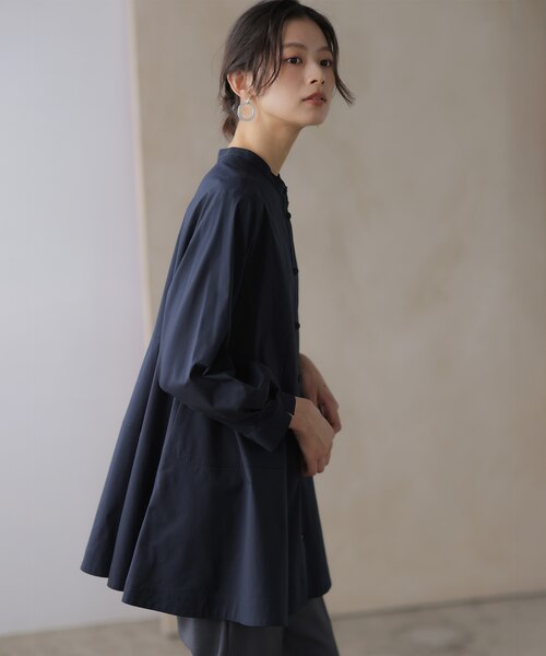 前後着用可】コンパクトシャーティング チュニックブラウス