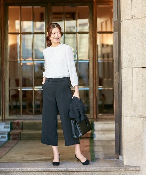 ニオイ菌抑制】洗えるヴィーナスダブルクロス ストレートパンツ