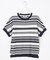 【洗える】 レーヨンエリートストレッチ ランダムボーダー ニット Tシャツ