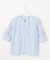 【WEB限定・洗える】ストライプ キーネック ブラウス