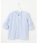 【WEB限定・洗える】ストライプ キーネック ブラウス