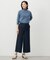 【洗える】Shineシャンブレーツイル クロップド パンツ
