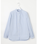BEZコットンナイロン ストライプ フリル襟 ブラウス