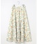 スパンボタニカル プリント ロング フレア スカート