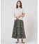 スパンボタニカル プリント ロング フレア スカート