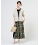スパンボタニカル プリント ロング フレア スカート