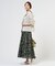 スパンボタニカル プリント ロング フレア スカート