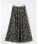 スパンボタニカル プリント ロング フレア スカート