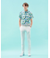 【MEN】【UVカット】草花柄プリントポロシャツ