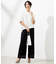 【洗える】 ヘリンボーンエンブロイダリー ワイドストレートパンツ