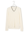 【新色追加】 エクストラファインメリノリブ Vネックプルオーバー