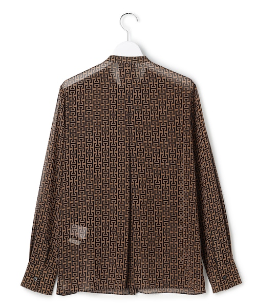 30th ANNIVERSARYモノグラムプリントシフォン バンドカラーブラウス 30th ANNIVERSARY】 モノグラムプリントシフォン バンドカラーブラウス