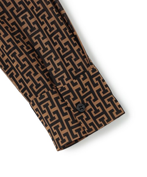 30th ANNIVERSARY】 モノグラムプリントシフォン バンドカラーブラウス