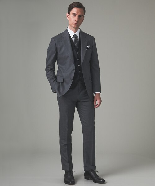 横に伸びる【TasmaniaWool/タマニアウール】ストレッチ スーツ（グレー