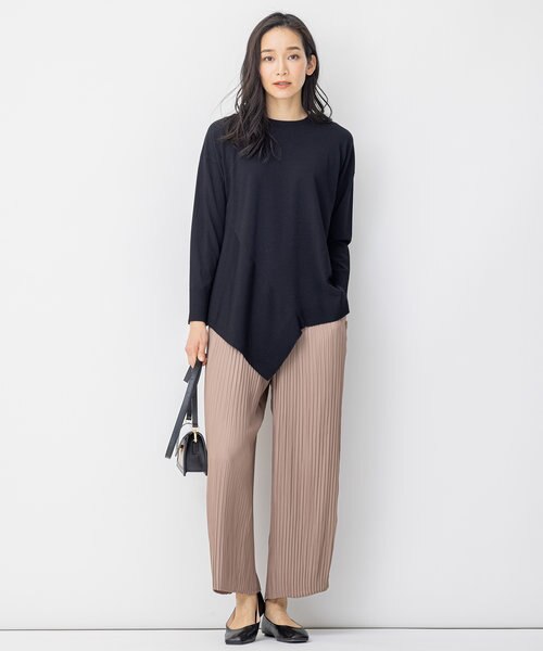 Sサイズ有】ビスコース ストレッチ アシンメトリー プルオーバー
