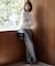 【撥水加工・洗える】TRギャバチェック柄ストレート パンツ