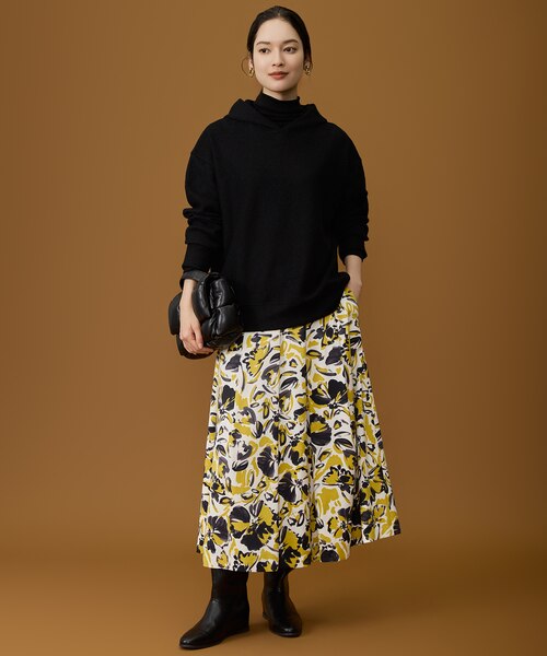 SHIHOさん着用】アートタッチフラワープリント スカート｜ジユウクの