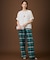【SHIHOさん着用・セットアップ対応】コットンリネンチェックワイドストレート パンツ