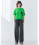 【洗える】NADIA / レザーポケット付き半袖ニットTシャツ