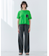 【洗える】NADIA / レザーポケット付き半袖ニットTシャツ