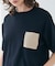 【洗える】NADIA / レザーポケット付き半袖ニットTシャツ