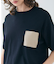 【洗える】NADIA / レザーポケット付き半袖ニットTシャツ