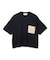【洗える】NADIA / レザーポケット付き半袖ニットTシャツ