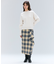 HOBBS / フェイクレザーポケットウールチェックラップスカート