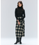 HOBBS / フェイクレザーポケットウールチェックラップスカート