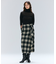 HOBBS / フェイクレザーポケットウールチェックラップスカート