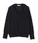 CHLOR / ウールシルクツイルドッキングVネックニット