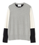 CHLOR / ウールシルク配色クルーネックニット