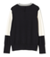 CHLOR / ウールシルク配色クルーネックニット