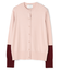 CHLOR / ウールシルク配色クルーネックカーディガン